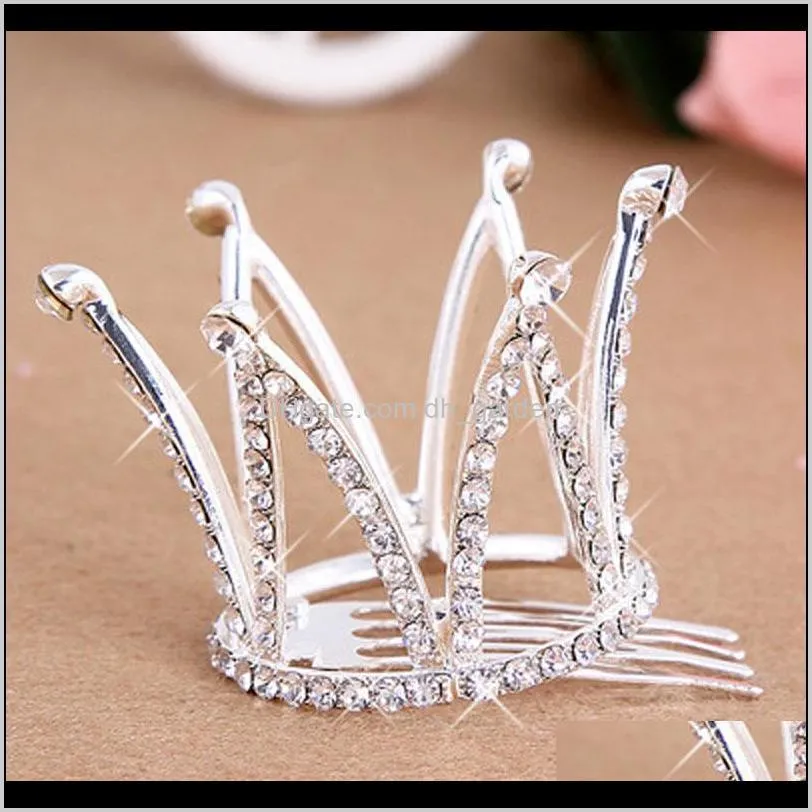 New Hot Mini Girls Rhinestone Crown Bridal Tiara Hair Comb Pin For Wedding Party free shipping ps0843