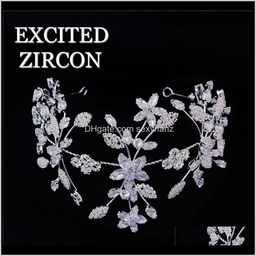 excited zircon luxury fashion wedding zircon ladies bridal hair tiara bridal crown princess crown accessories