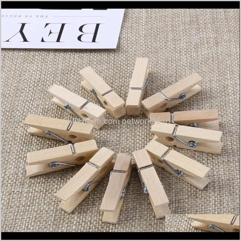 ROSENICE 100pcs Mini Natural Wooden Clothe Photo Paper Peg Clothespin Craft Clips 3.5cm