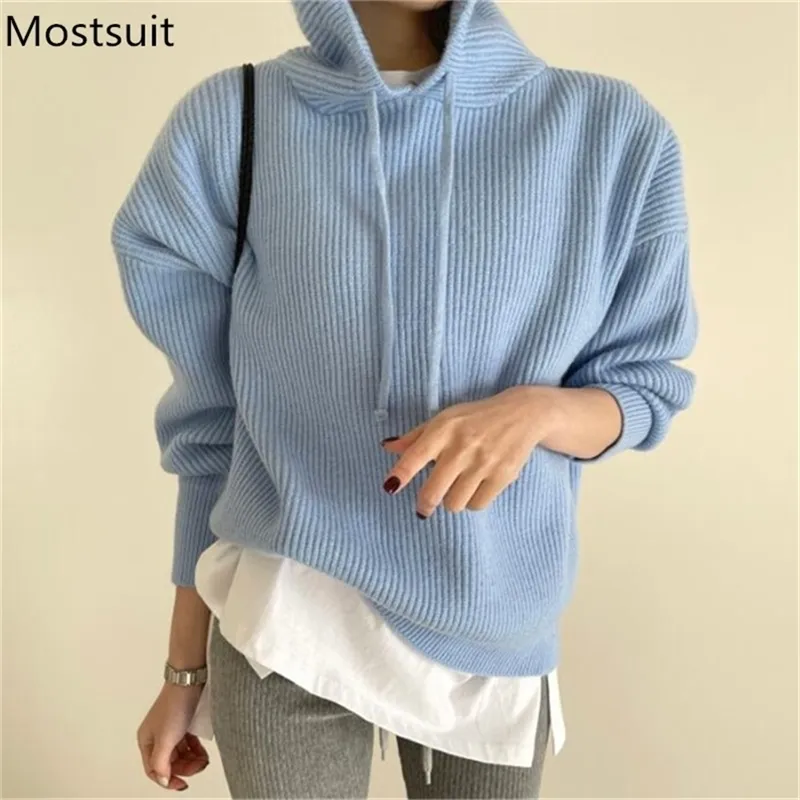Spring Pullover Spring Knitted Pullover Sweater for Women Full Sleeve Casual Solid Knit ...