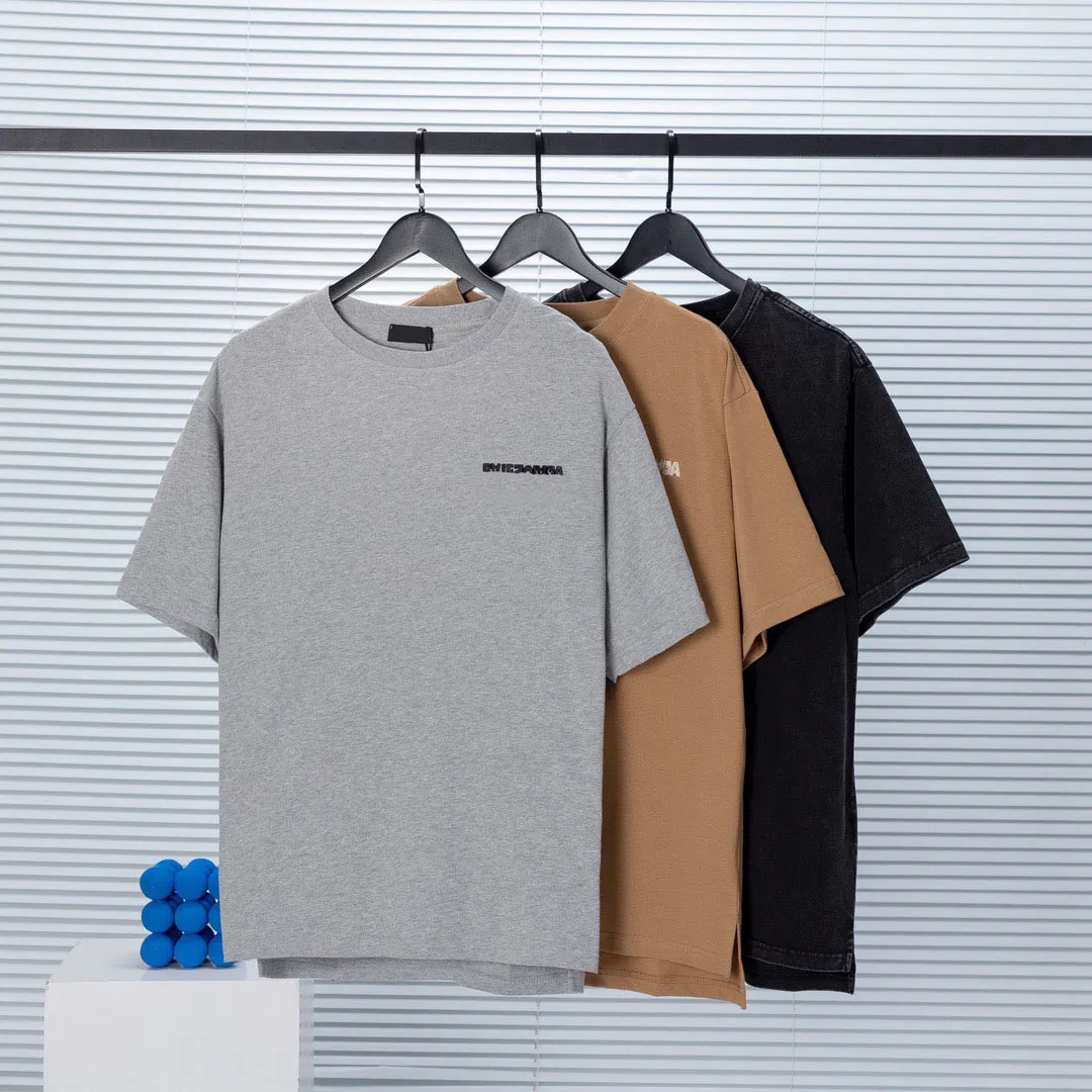 2022ss Sweat-shirt sable été nouveau coton de haute qualité impression à manches courtes col rond panneau T-shirt surdimensionné Couleur: noir blanc tr33