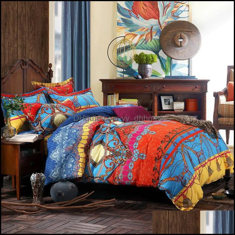 Bedding Sets Bohemian National Set Ethnic 100% Cotton Queen King Size 220x240 Duvet Cover Bed Linen Bedclothes For Home