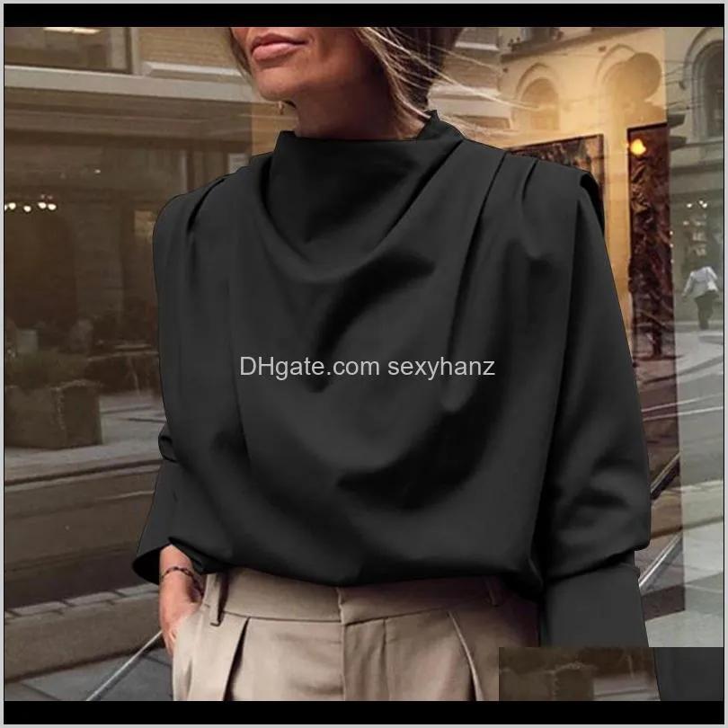 Kvinna kläder kläder droppe leverans plus storlek 2021 celmia kvinnor cowl neck shirts mode blouses damer elegant kontor blusas avslappnad lång