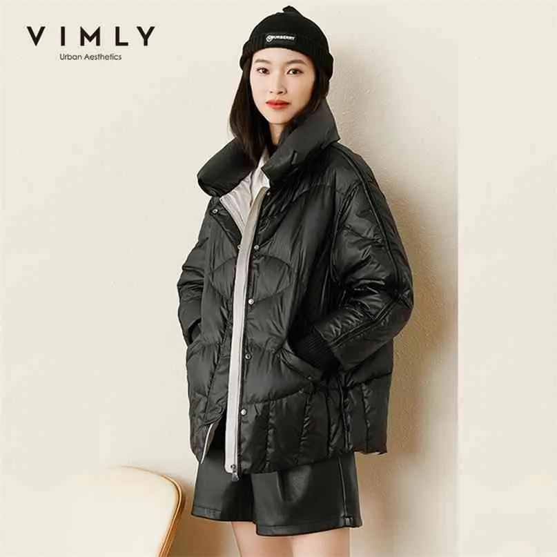 Vimly Hiver Vestes Courtes Femmes Mode Lâche Épais Chaud Poches Parkas Dames Casual Rembourré Manteaux Femme Outwear 50066 210923