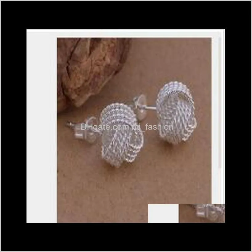 fashion jewelry shining twist stud 925 silver earings stud unisex earring jewelry mix 4styles stud earrings 1591