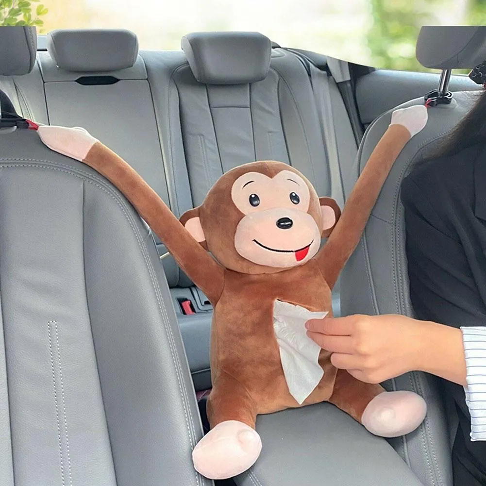 Creative Toon Ornaments Dekoration Monkey Hängande Vävnadsboxar Pappershållare Förvaring Interiörbil Tillbehör för Home Auto