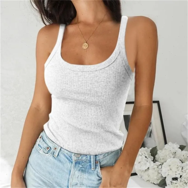 Plus Size Solid Seamless Ribbed Knit Tank Top