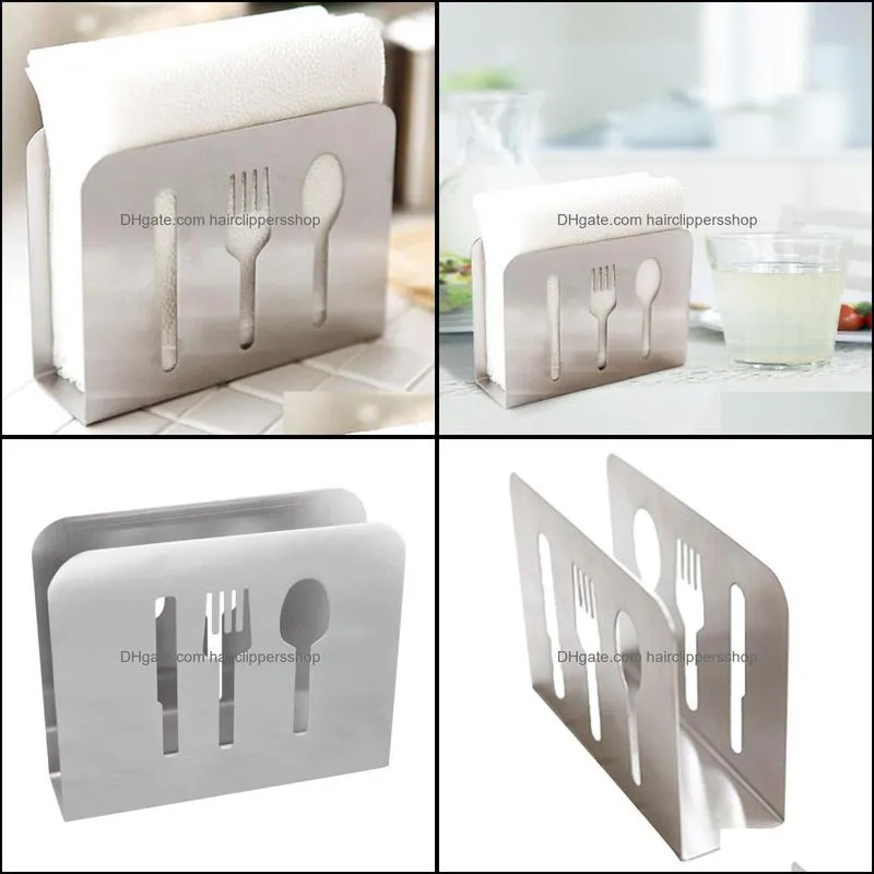 Tissue Boxes & Napkins European Style Stainless Steel Spoon Fork Chopsticks Towel Rack Napkin Box Holder For Home Kitchen Decoration