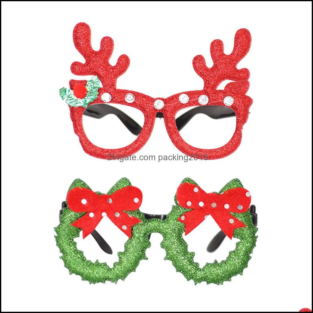 Xmas Glasses Frame Glass PC Flannel Cosplay Party Christmas Ornament Gifts