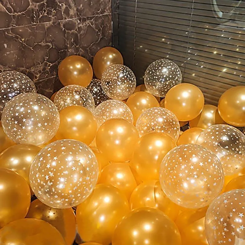 Happy Birthday Balloons Gold and Black Party Decor 12inch Latex and  Confetti Balloon for Girl Boy