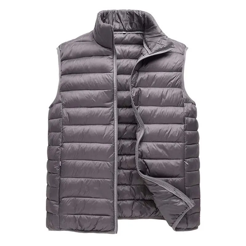 Men s Vests Men Down Cotton Vest Coat Autumn Winter Sleeveless Jacket Fashion Male Gilet Outwear Plus Size Stand Waistcoats Chaleco Hombre