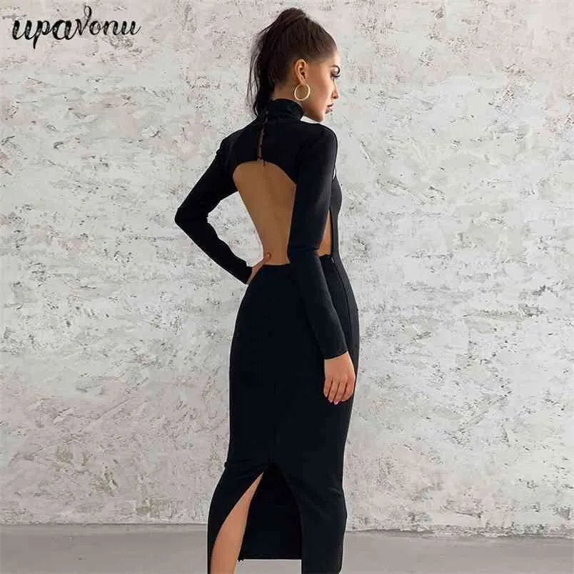 long sleeve open back bodycon dress Addyson Black Long Sleeve Backless Bodycon Dress