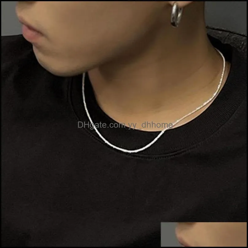 Chokers 2021 Fashion Silver Color Thin Clavicle Chain Necklace For Women Men Punk Simple Glitter Choker Wedding Party Shine Girl