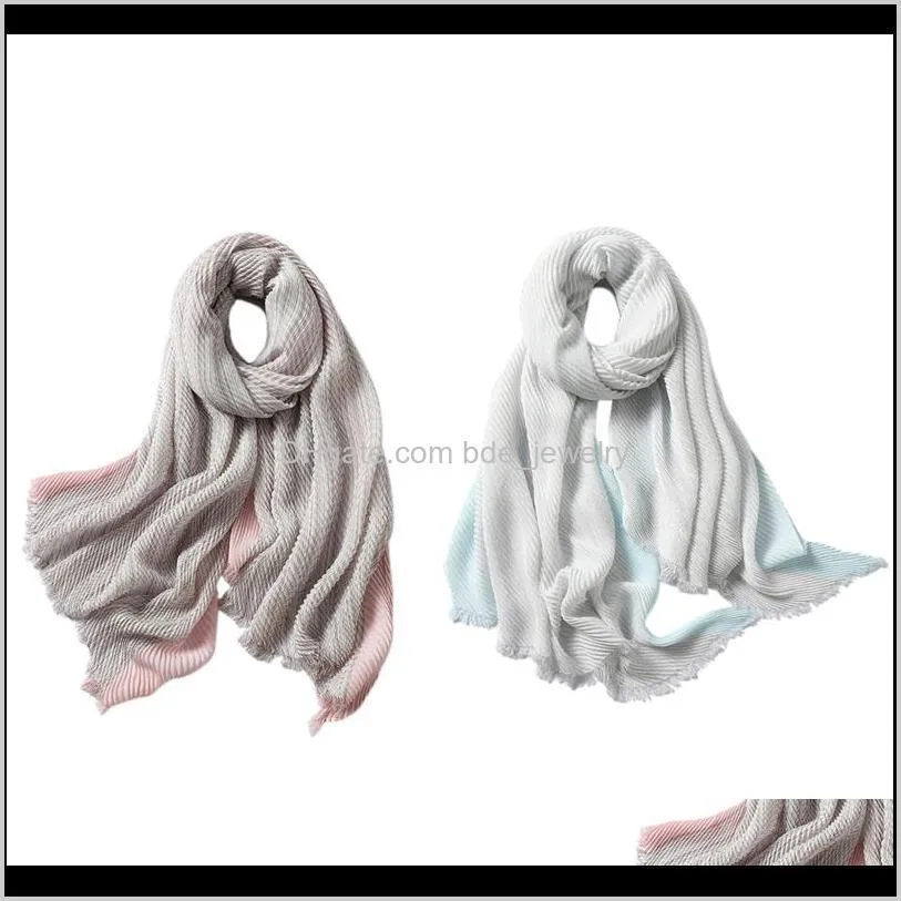 solid women scarf crinkle hijabs for lady fold shawls and wraps winter lady headband neck warm scarves foulard