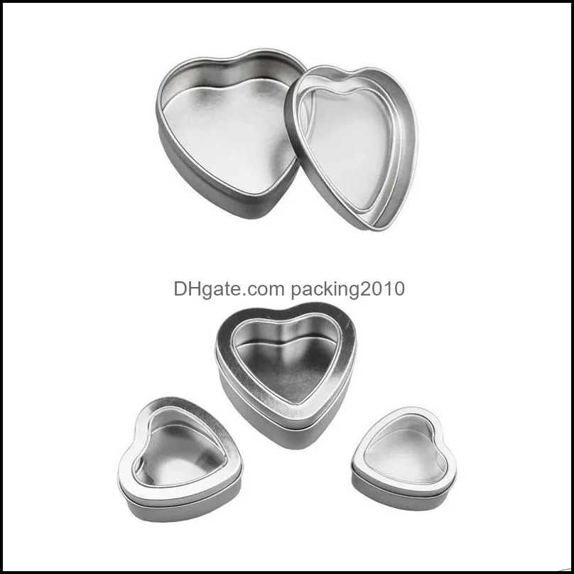 40Pcs Empty Heart Shaped Silver Metal Tins For Candle Making, Candies, 20 Pcs Flat Cover & Window Gift Wrap