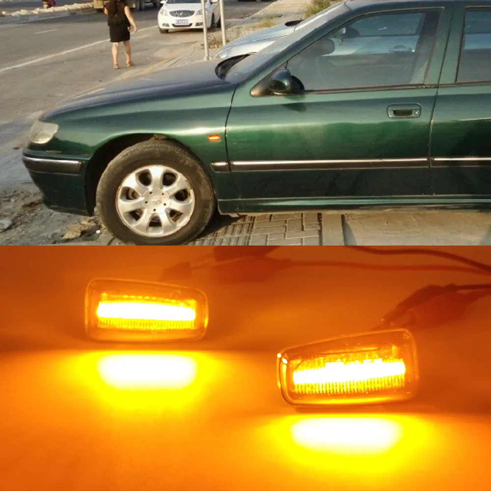 1Set Dynamic LED Turn Signal Sida Marker Light för Peugeot 306 106 406 806 Expert Partner för Citroen Berlingo Jumpy Saxo Xantia XM