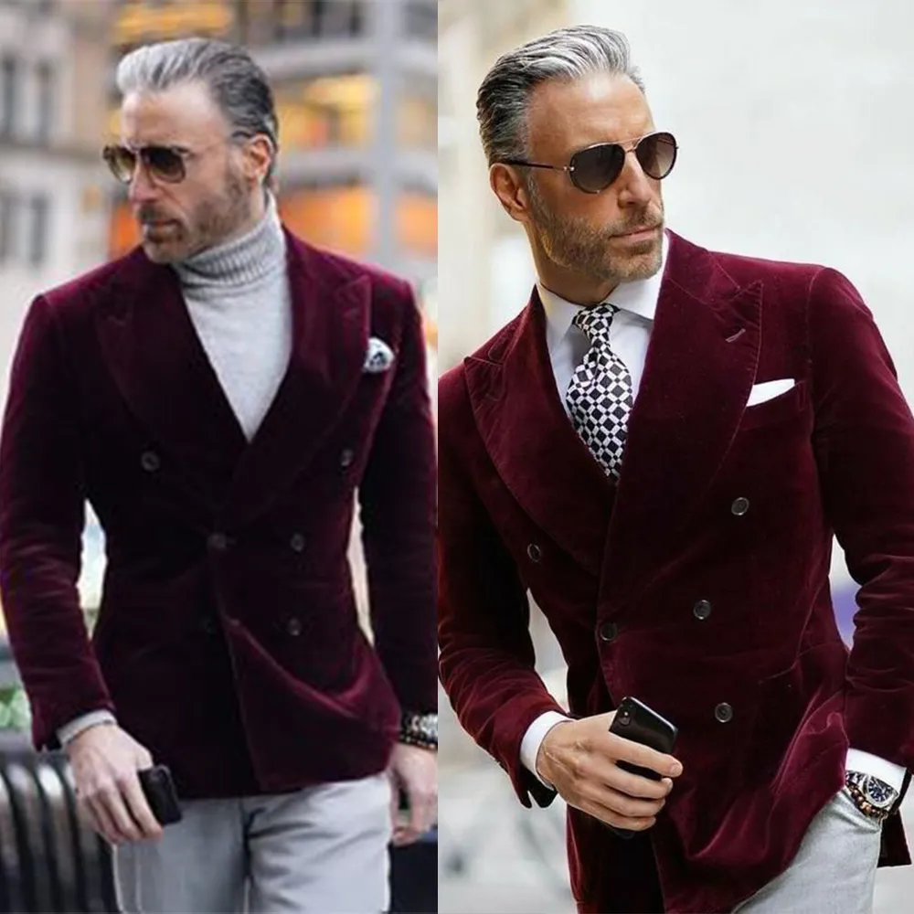 Wine double breasted suit clearance