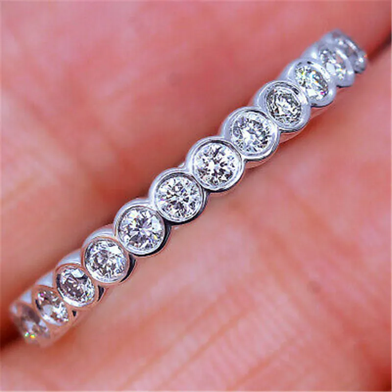 Eternity Promise Ring 925 Sterling Silver Pave Diamond CZ Engagement Wedding Band Ringen voor Dames Bruidsfeest Mode-sieraden