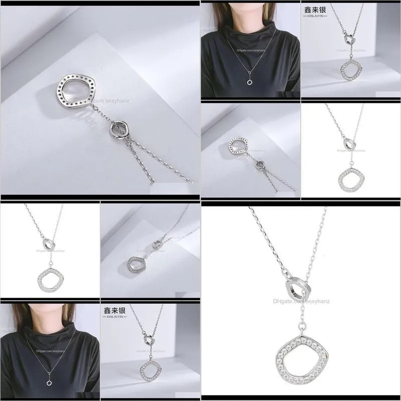 xinlai s925 silver necklace fashionable simple pendant irregular geometry autumn winter sweater chain