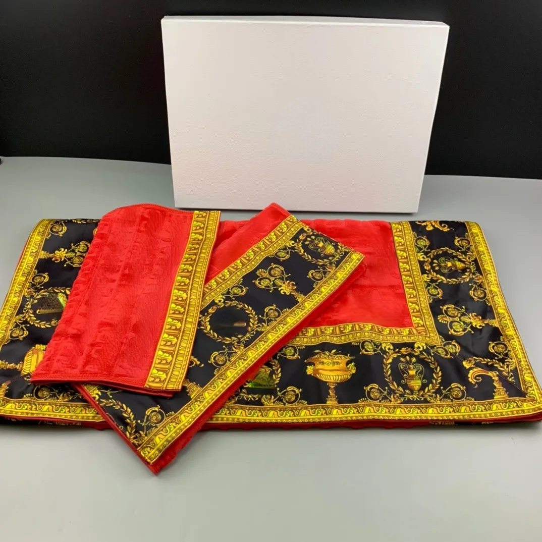 3-teiliges Handtuch-Set, modisches Design, bedruckt, Badetücher aus 100 % Baumwolle, weich und hochwertig, Rot