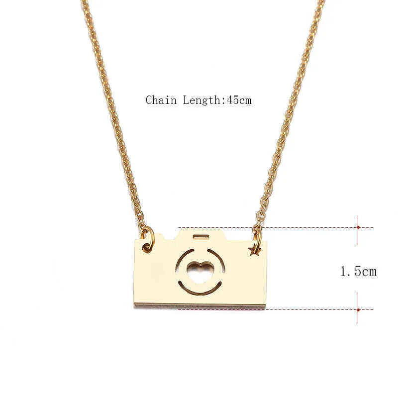 Hibobi Stainless Steel Necklace Women Jewelry Camera Trendy Necklaces Pendants Chain Donot Fade Valentine