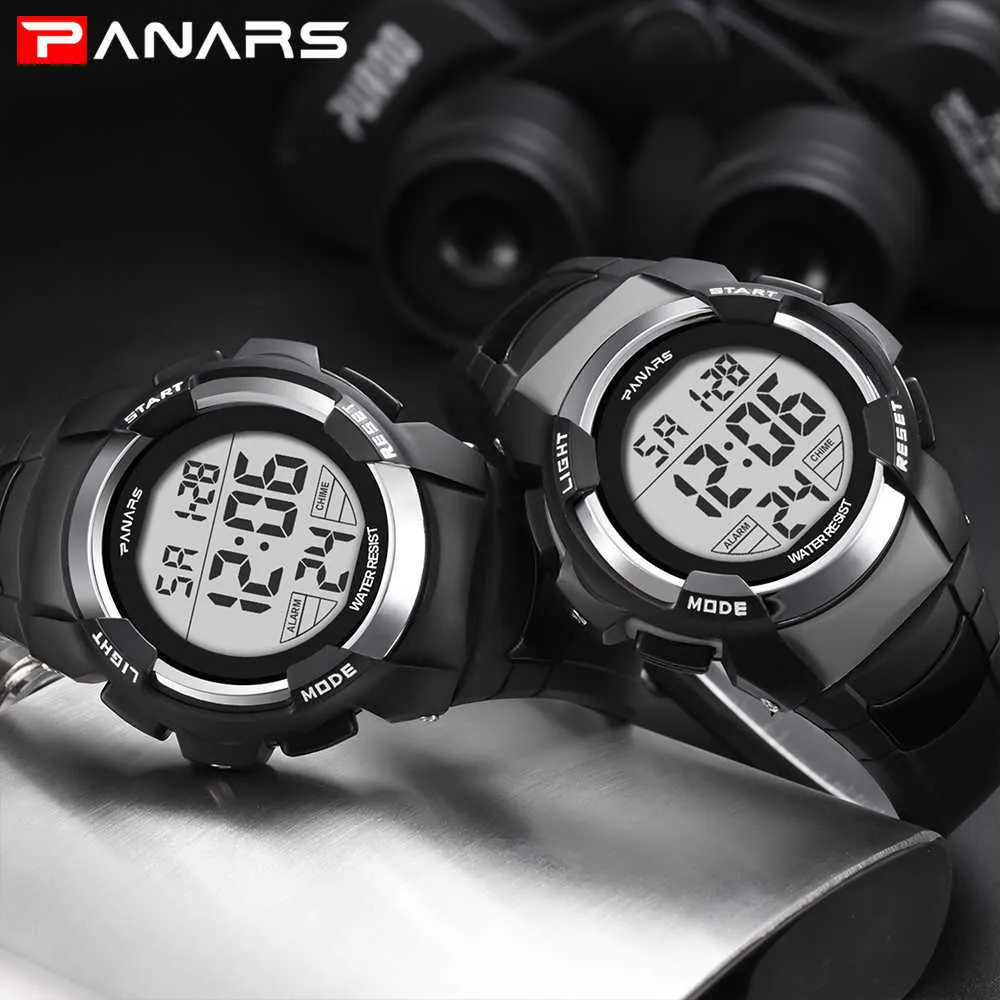 lmji - PANARS Digitale Sportuhr Herren Countdown-Timer Wecker Mann LED-Hintergrundbeleuchtung Display Armbanduhren Chronographenuhren 8012 Herrenuhr