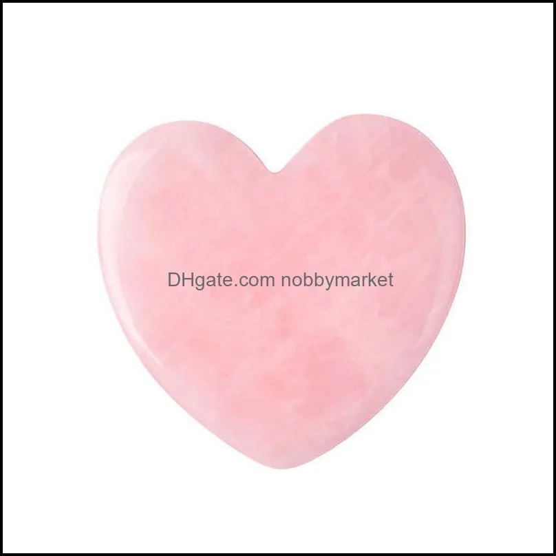 Size Natural Big Rose Quartz Flated Heart-shaped Guasha Scraper with Box for Back Neck Face Head Health Care Relaxation Massager UIVE