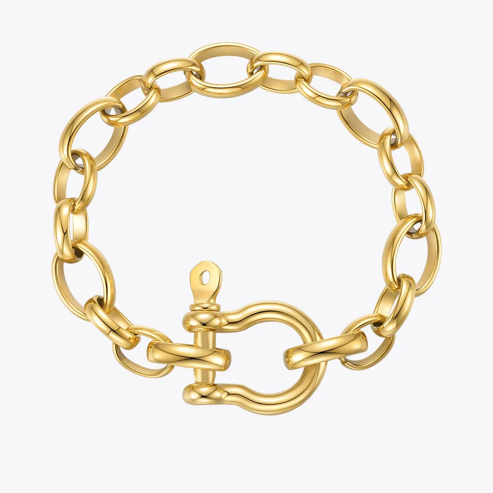 ENFASHION Goth Lock Bracelets For Women 2021 Gold Color Bracelet Stainless Steel Pulseras Mujer Fashion Jewelry Gift B212250