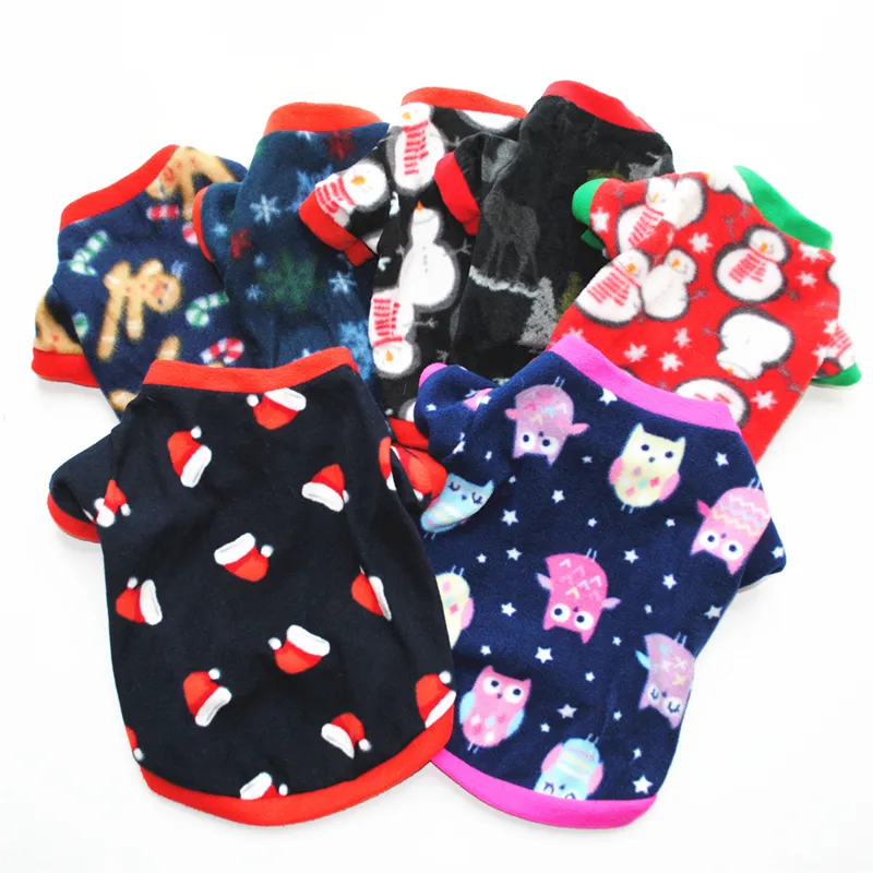 Sublimation Blanks Vêtements pour chiens Vêtements pour chiens Printemps Automne Fibre chimique Pulls épaissis Style d'épaule Polaire Chaud Pull de Noël Flocon de neige Elk Bonhomme de neige S