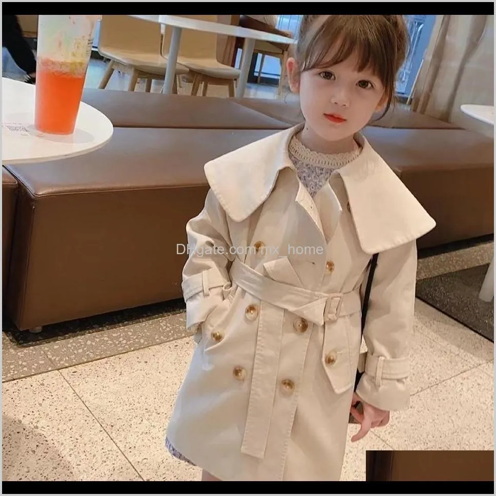 Kleidung Baby Umstandsmode Drop Lieferung 2021 Kleider Mode Säugling Baby Kleinkind Mädchen Jungen Kinder Beige Khaki Trench Midlength Frühling Herbst Kind