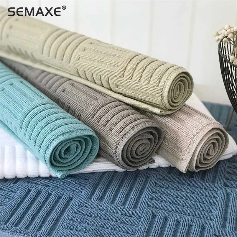 Semáxe tapete chuveiro alta qualidade banheiro tapetes antiderrapantes esteiras de algodão tapete de algodão cozinha 50x80cm tapete branco 211204