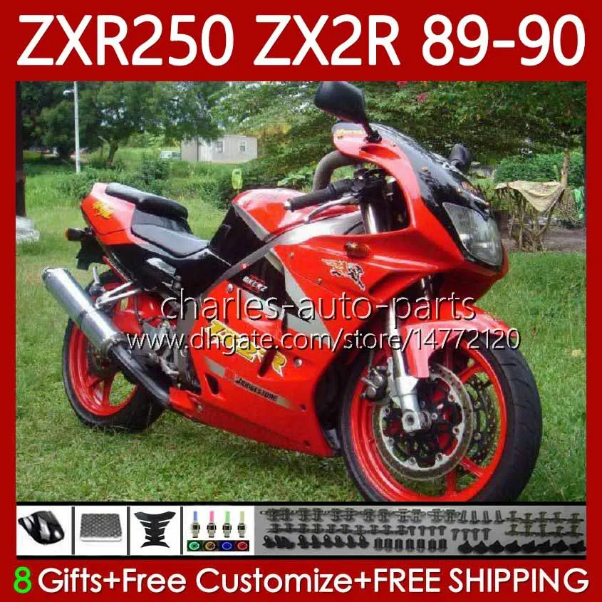 Feedings de motocicleta para Kawasaki Ninja ZX2R ZXR250 ZX 2R 2 R R250 ZXR 250 89 90 Stock Bodywork 84No.60 ZX2 R ZX-2R ZXR-250 1989 1990 ZX-R250 89-98 Kit de corpo inteiro