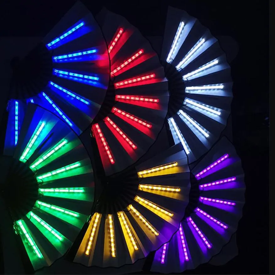 Party LED Glowing Fan Stage Performance Show Light Up Fan Children Birthday Halloween Gift Night Bar Club Fluorescent Prop 6 Colors