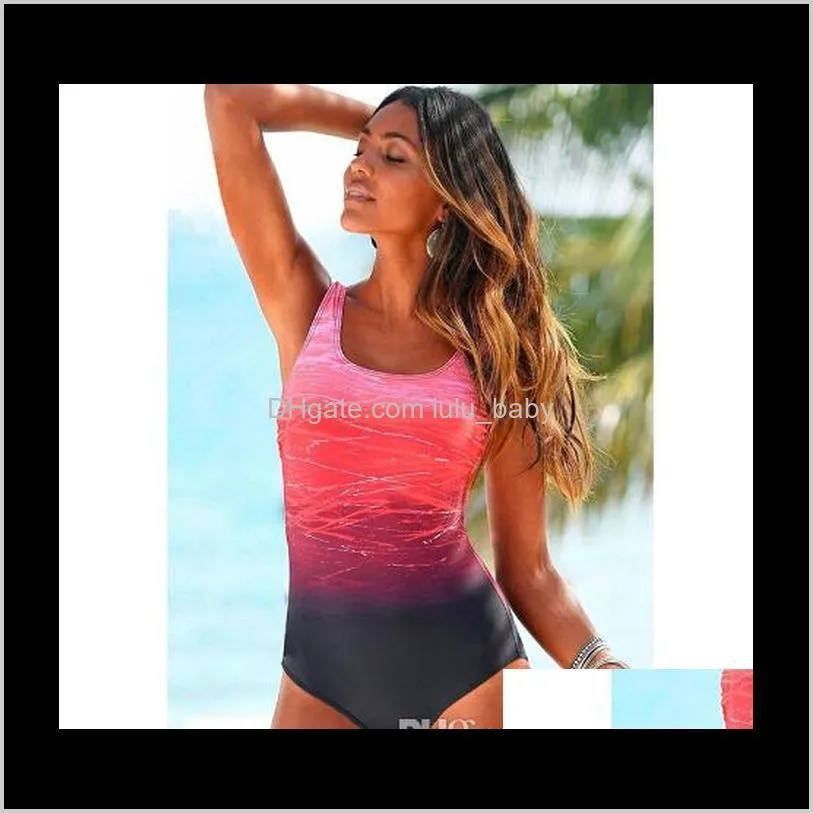 one piece swimsuit women vintage gradient swimwear criss cross back monokini bath suit beach wear maillot de bain