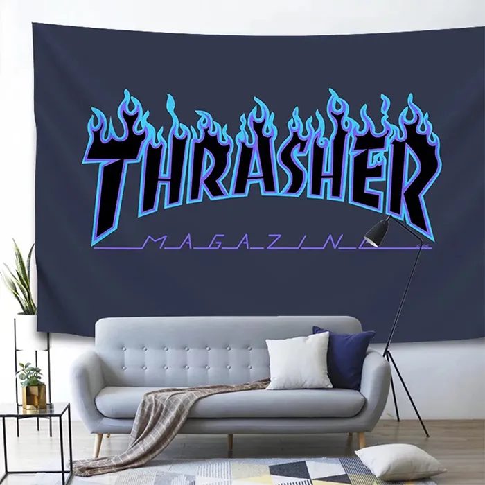 150x100cm Thrasser Tapestry Flag voor opknoping, 100D polyester Maak uw eigen ontwerp, levendige kleur, digitaal afdrukken