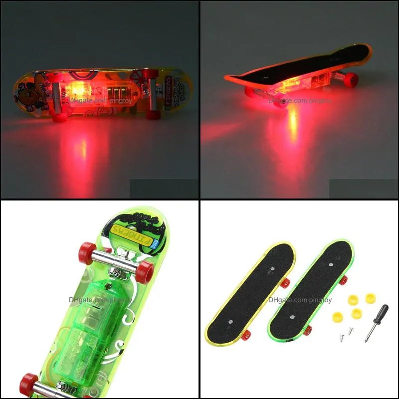 2pcs/set Mini Light Skateboard Toys Fingerboard Skateboard Tech Boy Kids Children Gifts Kid Toys Creative Toys