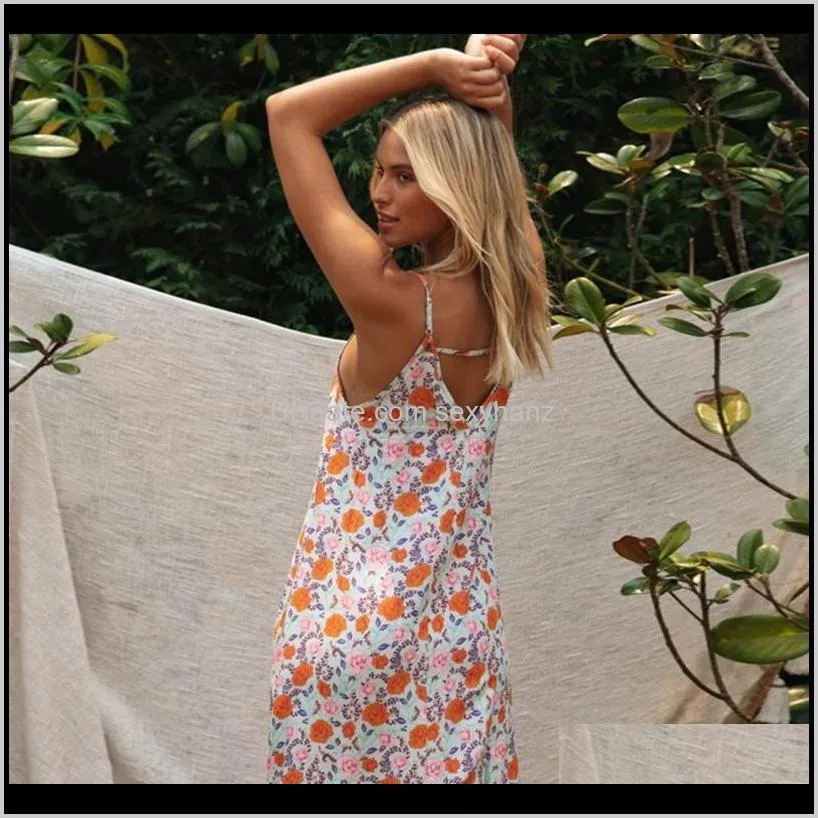 2020 summer boho casual floral printed strap midi dress sleeveless backless sexy vintage cami vestidos beach women slip dresses1