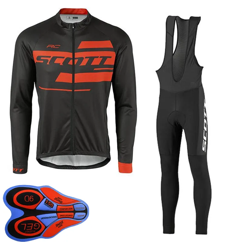 Spring/Autum SCOTT Team Mens cycling Jersey Set Long Sleeve Shirts Bib Pants Suit mtb Bike Outfits Racing Bicycle Uniform Outdoor Sports Wear Ropa Ciclismo S21042029
