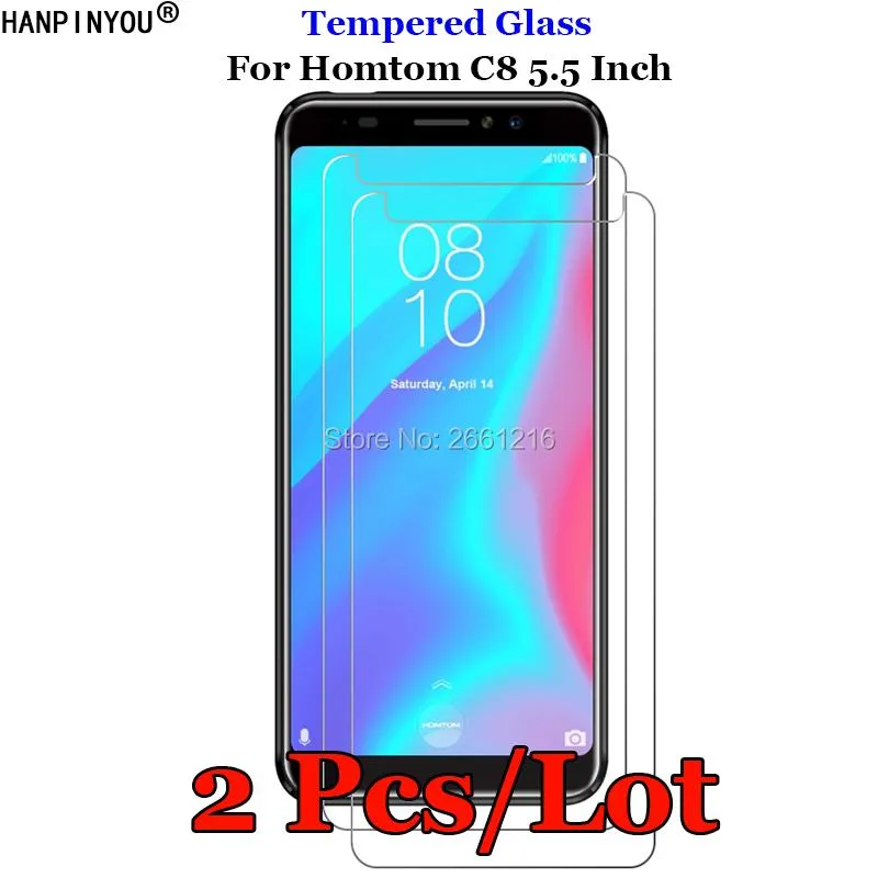 PCS/LOT FÖR HOMTOM C8 Front Tought Toperted Glass 9H 2.5D Premium Screen Protector Explosion-Proof Film Guard 5.5 "Mobiltelefonskyddare