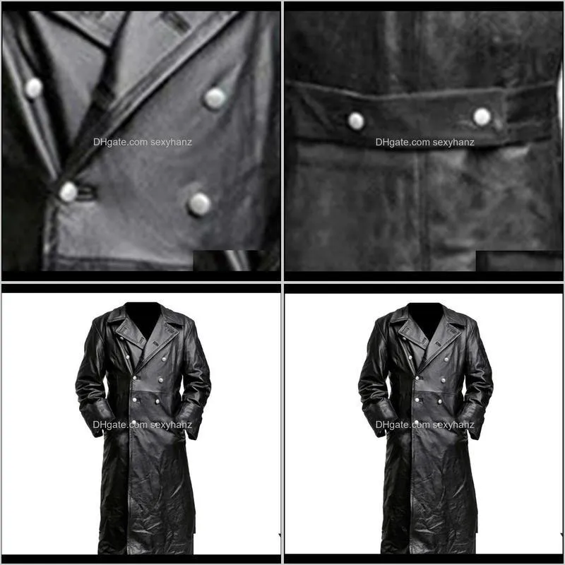 men`s new style medieval vintage leather clothes pure long leather jacket trench coat male clothing streetwear windbreaker 12.251
