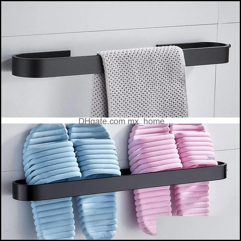 2Pcs Towel Rail Rack Towel Holder Bathroom Towels Rack Hanger Space Aluminum Wall Hanging Bar Storage Shelf