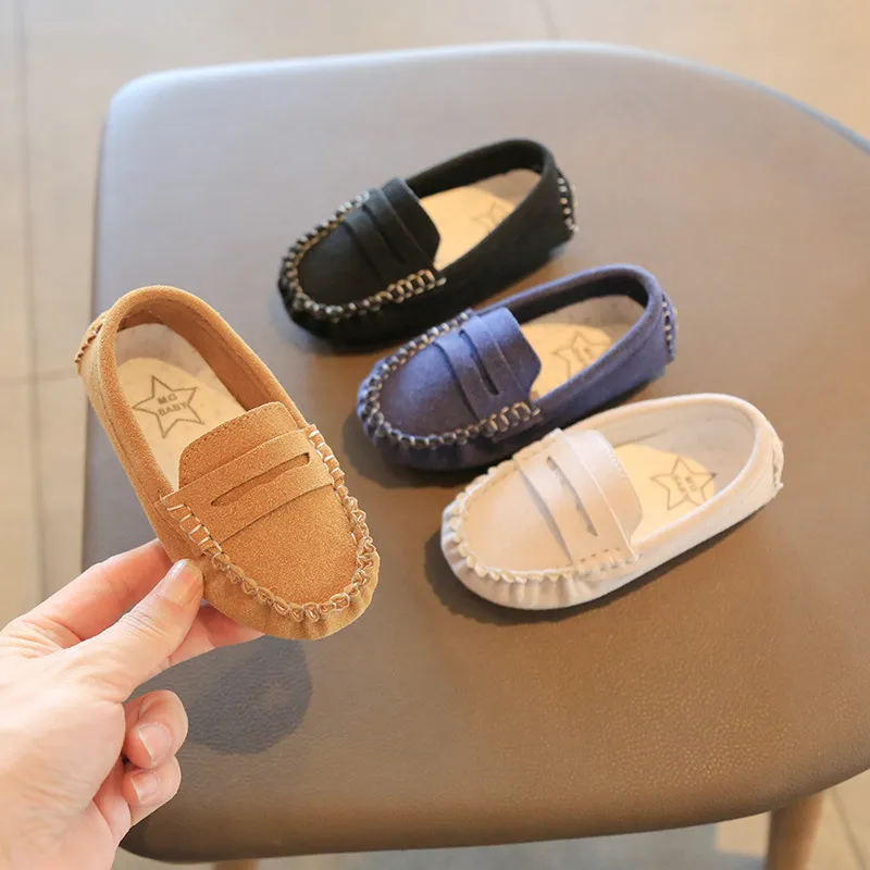 Zapatos casuales para niños, zapatos planos de cuero para niños, zapatos poco profundos para estudiantes y niñas, zapatos de vestir de gamuza para niños