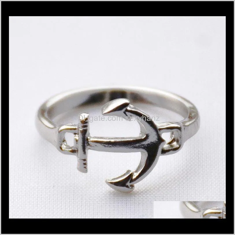 new design anchor band rings gold silver color anchor finger ring fashion alloy ring jewelry for women wholesale