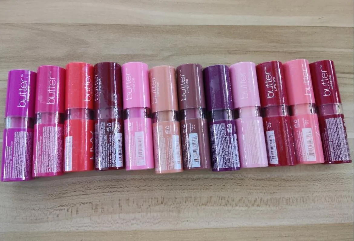 Smör läppstift 12 färger Batom kompis Vattentät långvarig NY Märke Tint Lip Gloss Stick Makeup Maquillage Set