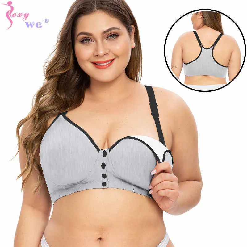 SEXYWG Front Button Breastfeeding Nursing Bra Pregancy Underwear Front Close Shoulder Buckles Pregnant Maternity Wire Free Y0925