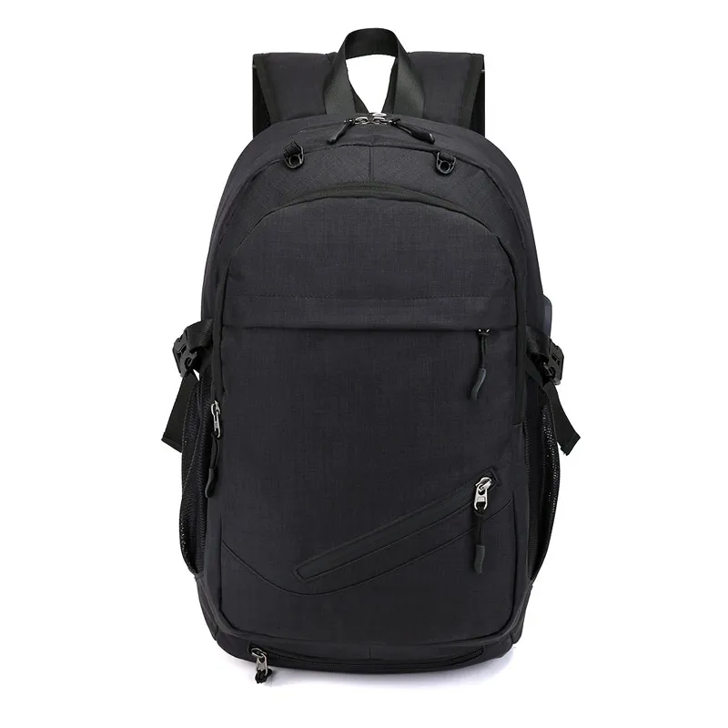Dhl30pcs backpack çantaları erkekler tuval büyük kapasiteli su geçirmez usb bilgisayar okul çantası basketbol örgü karışımı renk 15 inç
