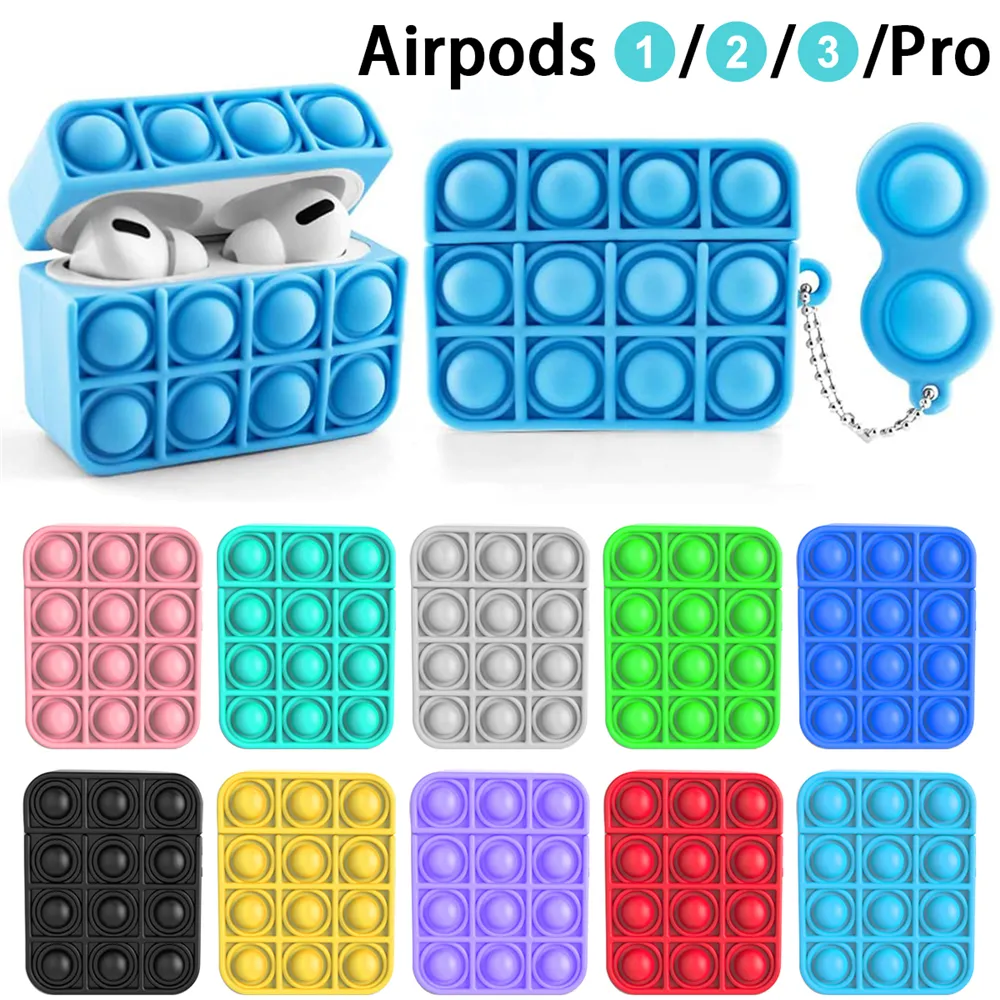 Push Bubble Case voor Airpods 3 PRO 2 1 3D Cute Cartoon Soft Silicone Cover Design Mode Cool Box met Lanyard