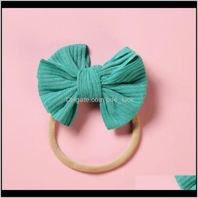 2Pcs / Sst Children`s Bow Headband Seamless Fabric Baby Fan-shaped Hair Rope Hair Accessories