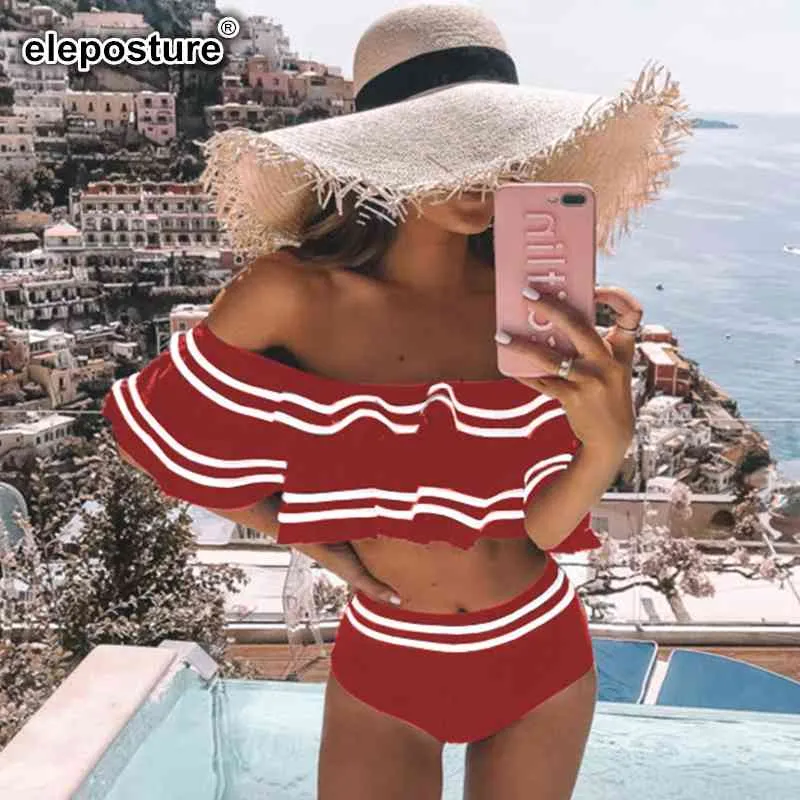 Off the shoulder high waisted bathing suit cheap