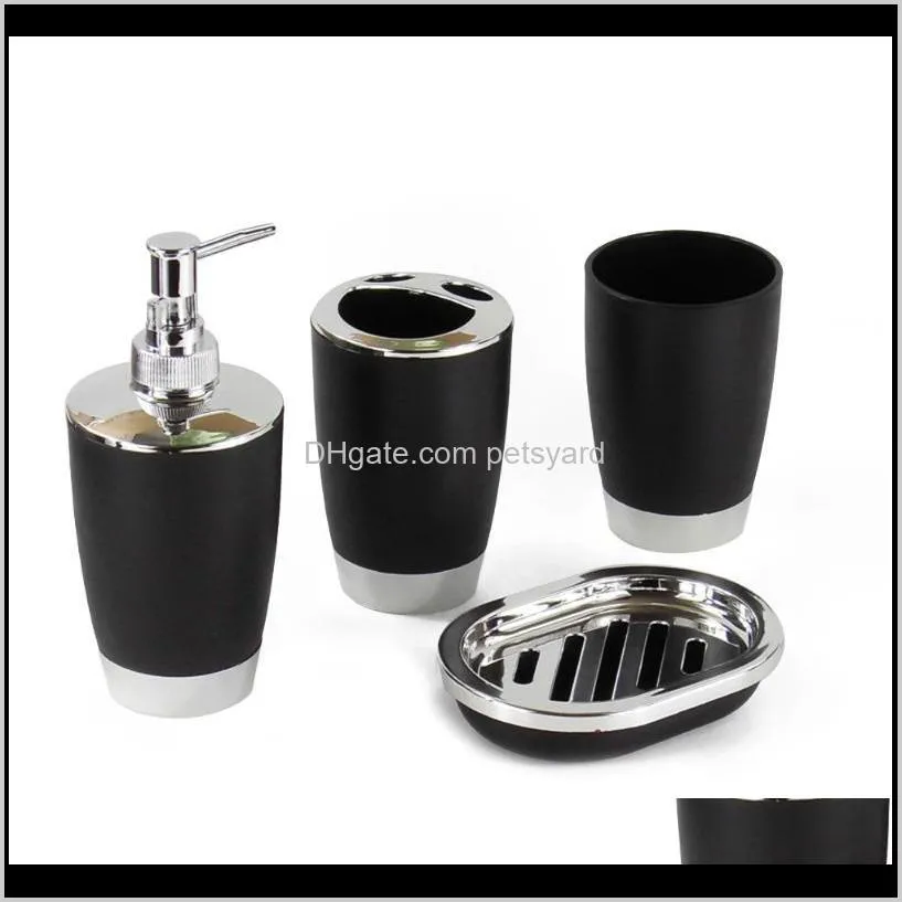 4 pcs/set plastic bathroom suite scrub durable toothbrush holder soap dish cup dispenser bottle bath accessories household tools